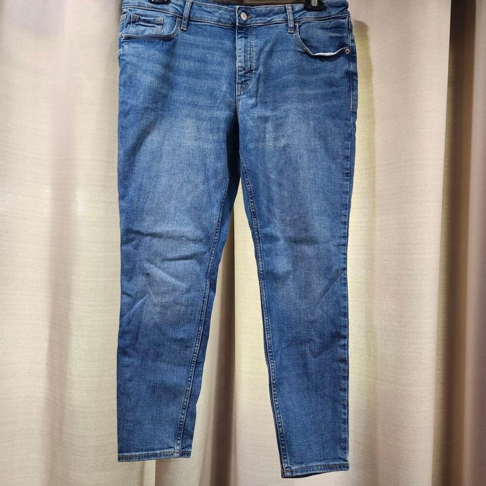 Old Navy Denim Blue Jeans Rockstar Super Skinny Mid Rise Size 16 Short